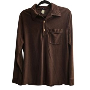 The Men's Shop JCPenney 1/4 Button Front Velour Collared Men's Shirt. M